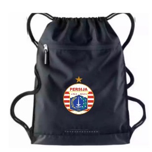 Tas Serut pria string bag polos selempang olahraga bahan Taslan waterproof | Tas Pria Ransel Serut Persija The Jack Mania Jakarta