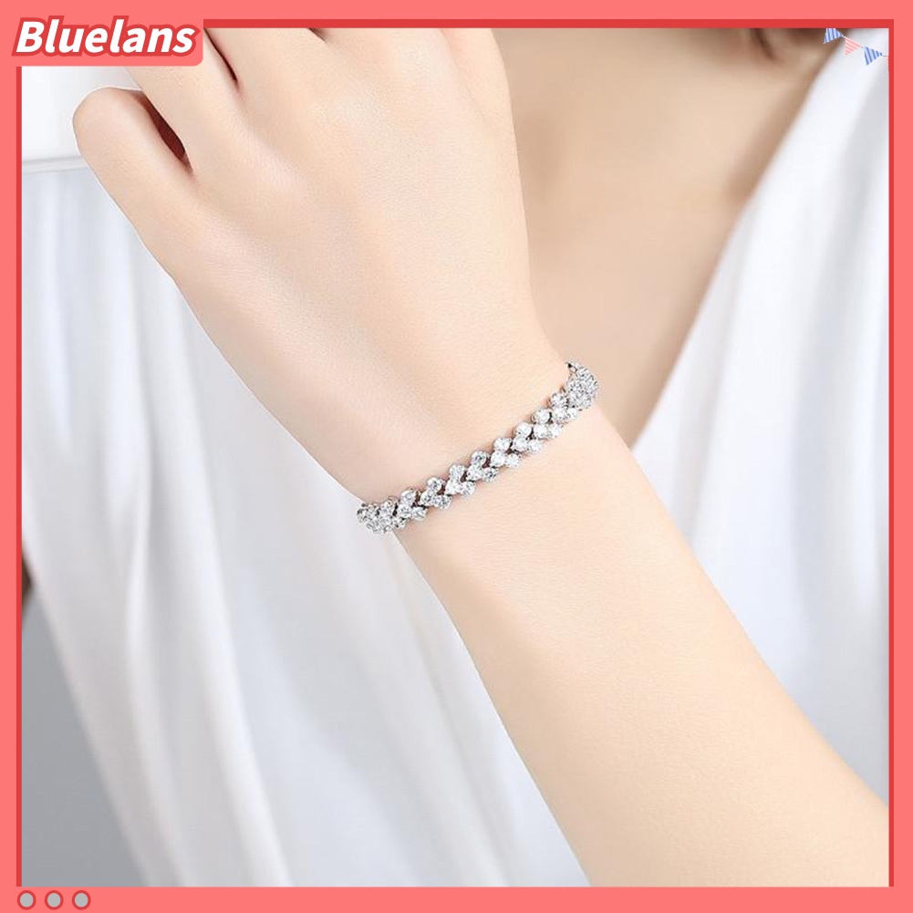 Bluelans Women Fashion Full Rhinestone Inlaid Bracelet Bangle Wedding Party Jewelry Gift