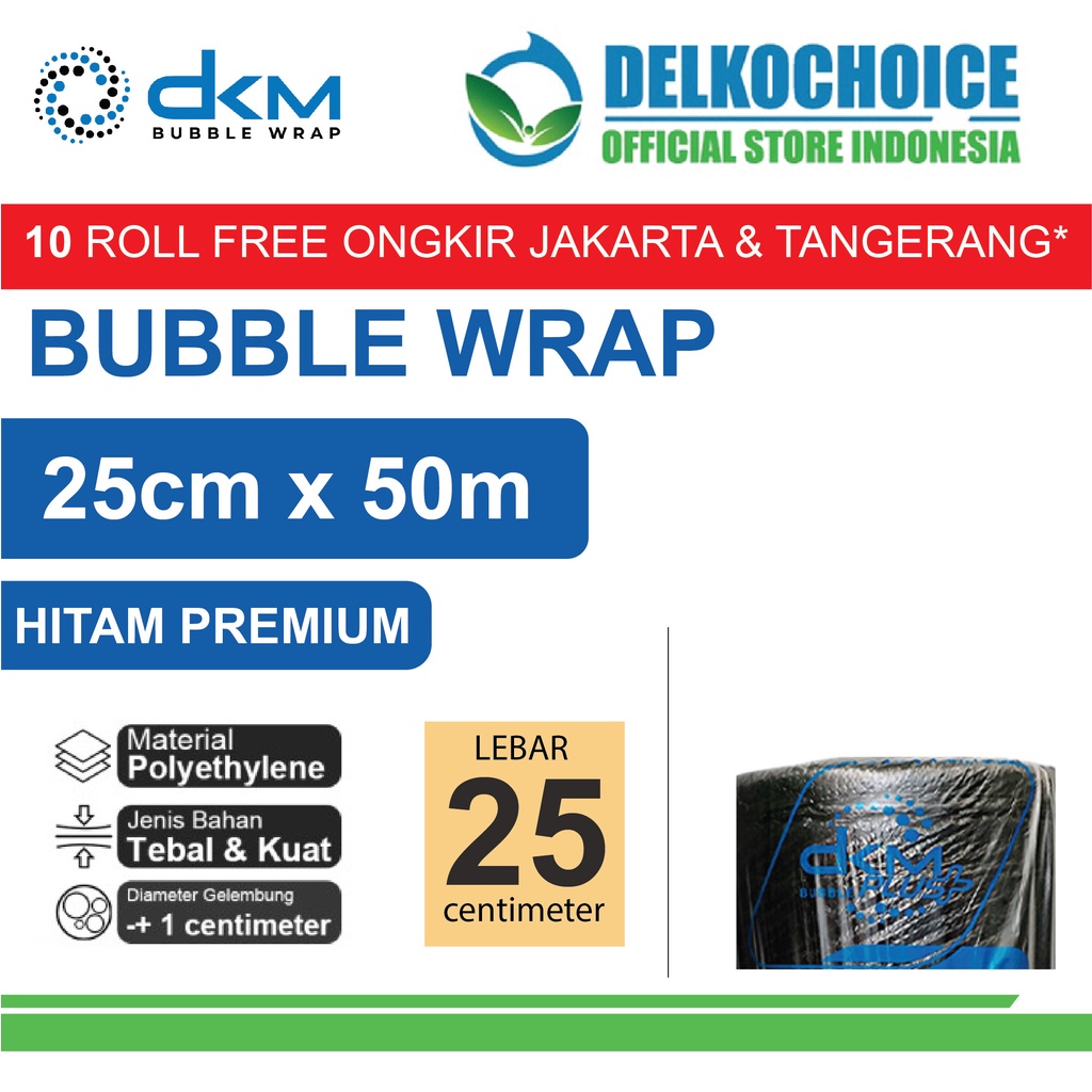 

Plastik Bubble Wrap Hitam Premium 25CM x 50M TEBAL DKM+ Bubblewrap