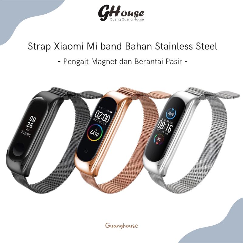 Strap Miband 6/5/4/3 Stainless Tali Pengganti Xiaomi Miband 7/6/5/4/3 Bahan Stainless