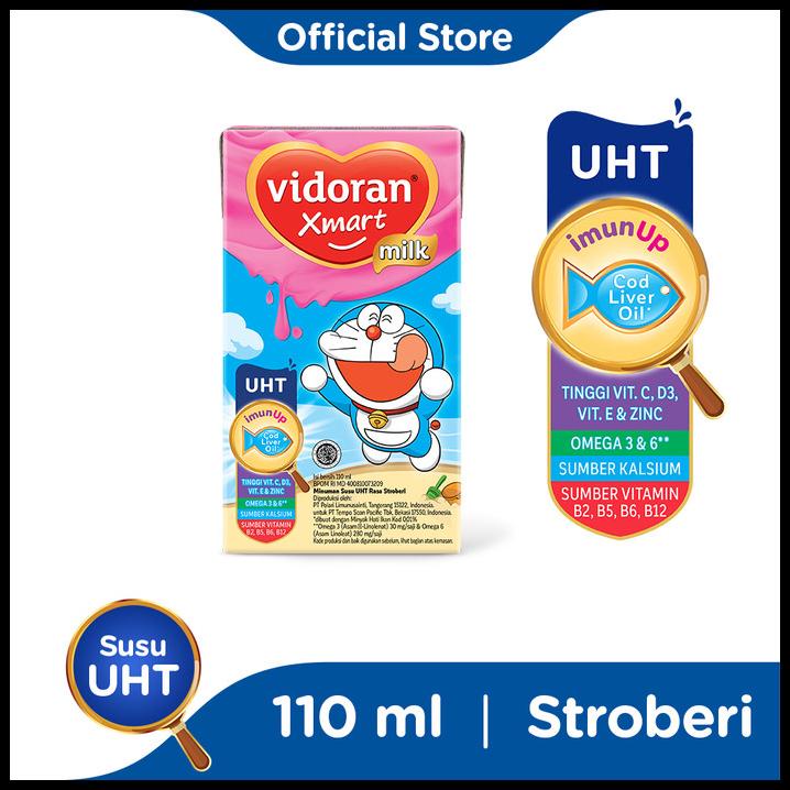 

Vidoran Xmart Uht Stroberi 110Ml Susu Cair Anak - 10 Pcs