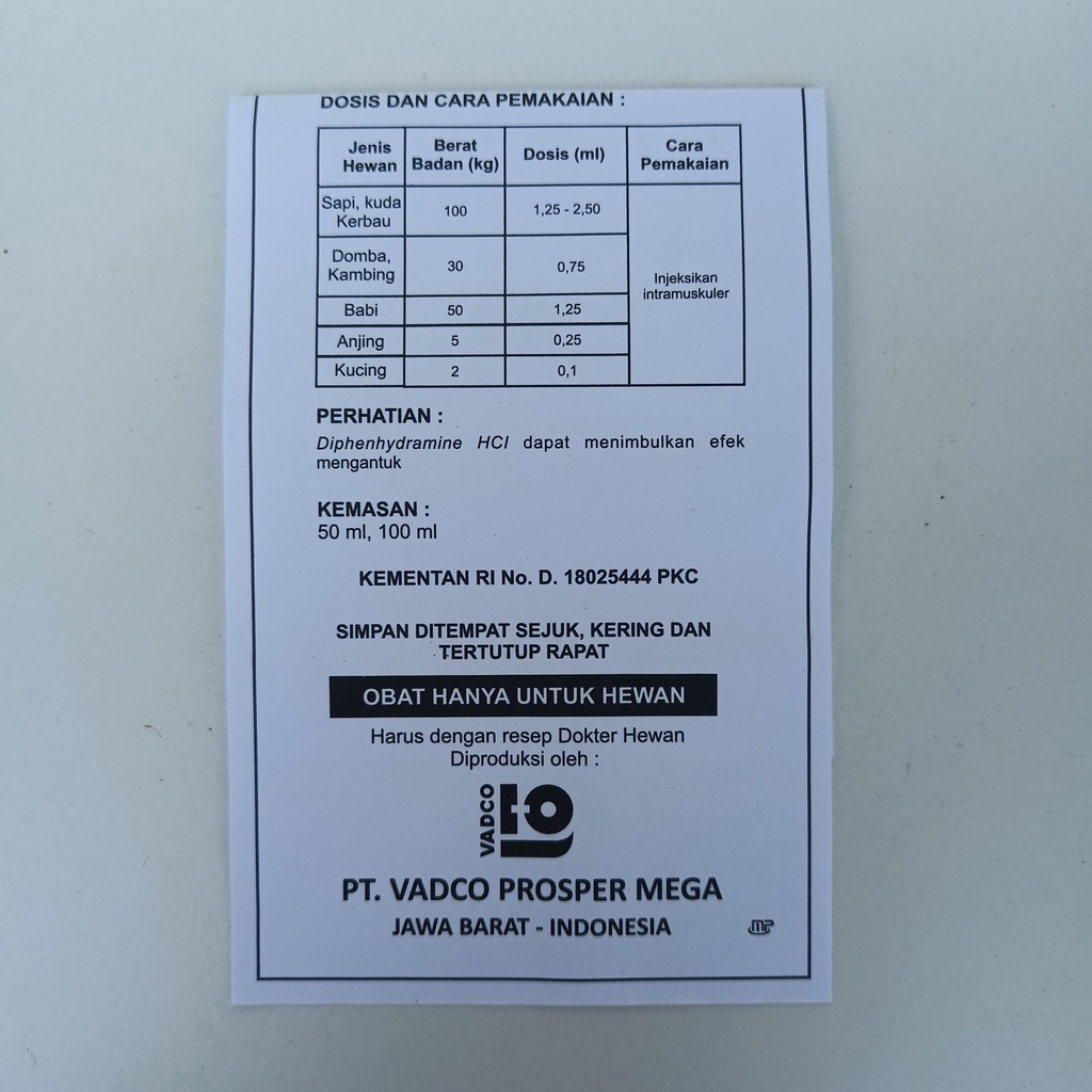 PRODRYL Inj 50ML BY VADCO | Mirip VETADRYL SANBE (ANTIHISTAMIN Injeksi) | MENGATASI ALERGI PADA HEWAN