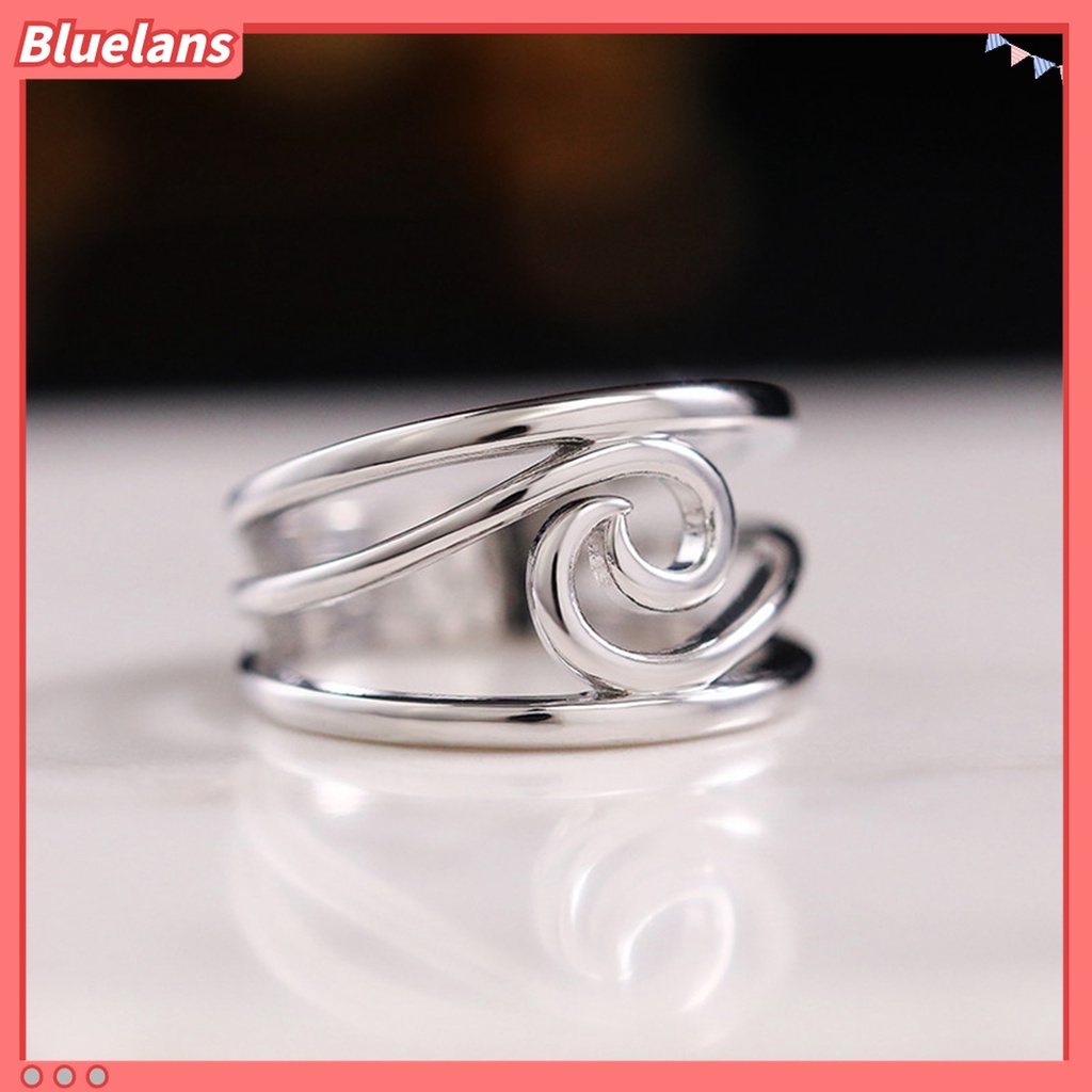 Cincin Electroplating Desain Gelombang Artistik Ringan Untuk Wanita