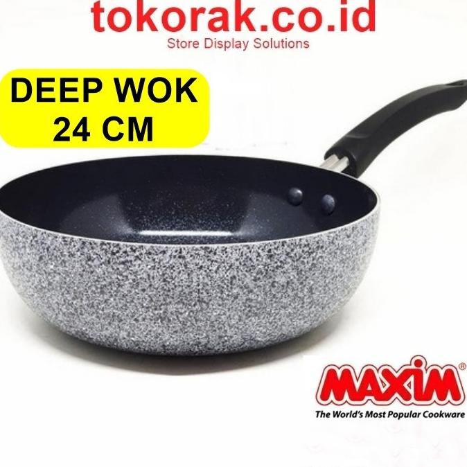 TERLARIS MAXIM DEEP WOK NEOSTONE 24CM CERAMIC - TEFLON - STIR FRY - WAJAN /PERALATAN MASAK SET/PANCI
