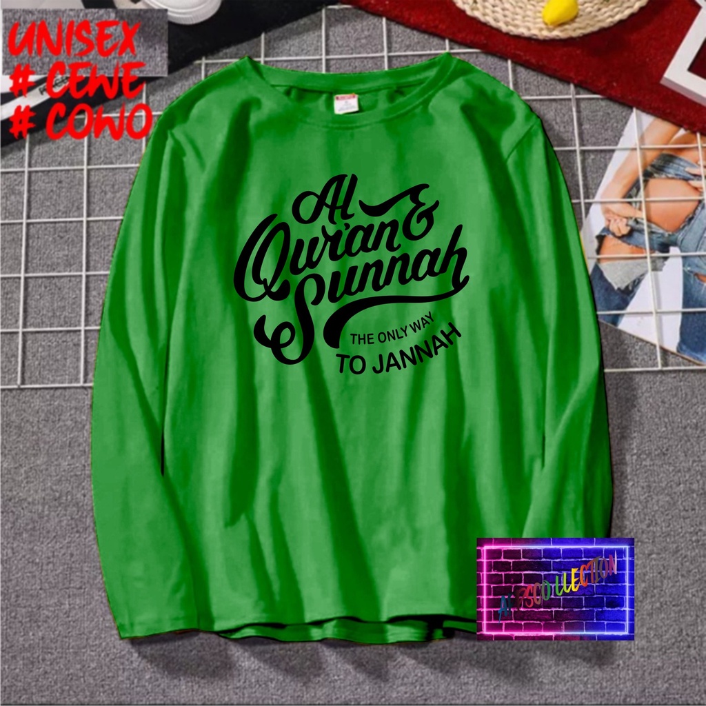 COD/ KAOS ALQURAN  SUNNAH TO JANNAH /KAOS TULISAN/KAOS SANTRI KEKINIAN/KAOS DAKWAH/KAOS ISLAM/SANTRIWATI/KAOS HITS 2022/KAOS BERGAMBAR KAOS EKSPRESI KAOS PRIA TSHIRT WANITA Santai Crew Neck V-Neck Slim-fitting Polos Setrip Hitam Putih Crew Neck