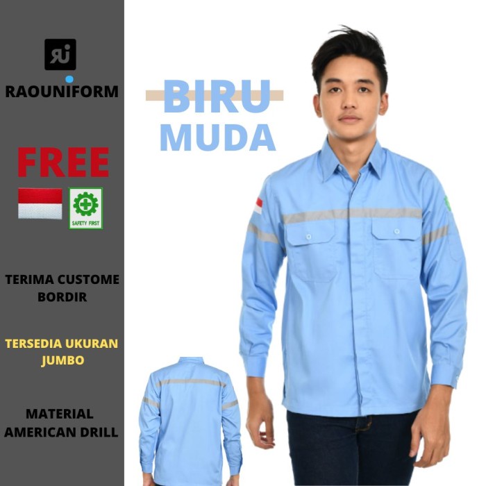 Baju Bengkel Baju Kerja Custom Bordir/Wearpack Murah/Seragam Kerja Lapangan Proyek