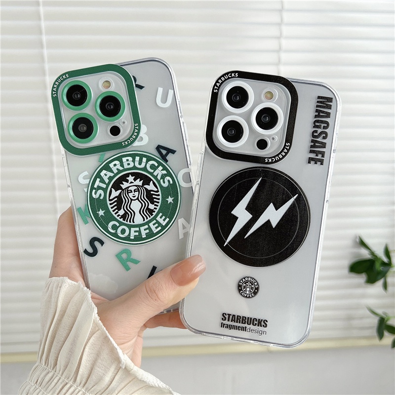 Starbucks Soft Case Magnetik Transparan Warna Macaron Untuk iPhone 14 11 13 12 Pro Max