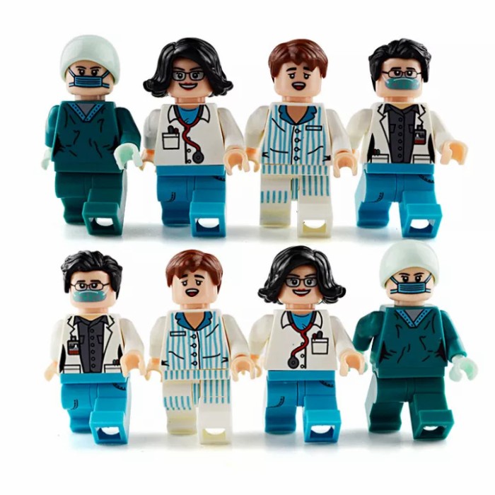 Lego Set 8 Dokter Perawat Medis Hero Minifigure Dino Swat Hulk Thanos
