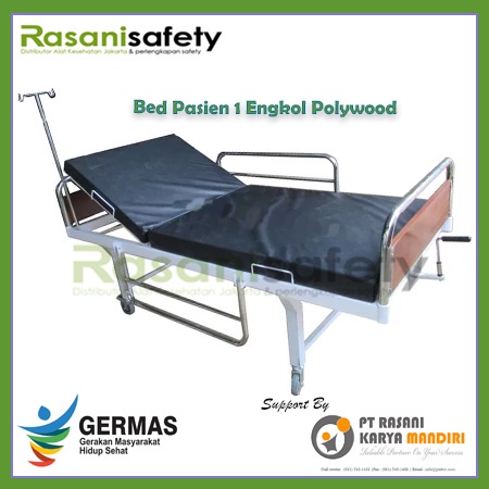 Jual BED PASIEN 1 CRANK Polywood -  Ranjang Rumah Sakit 1 Engkol - Tempat Tidur Rumah Sakit Manual K