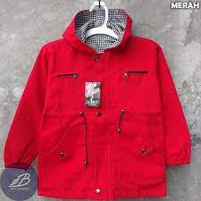 Parka anak warna merah - Jaket parka anak wanita ukuran anak 6 - 13 tahun