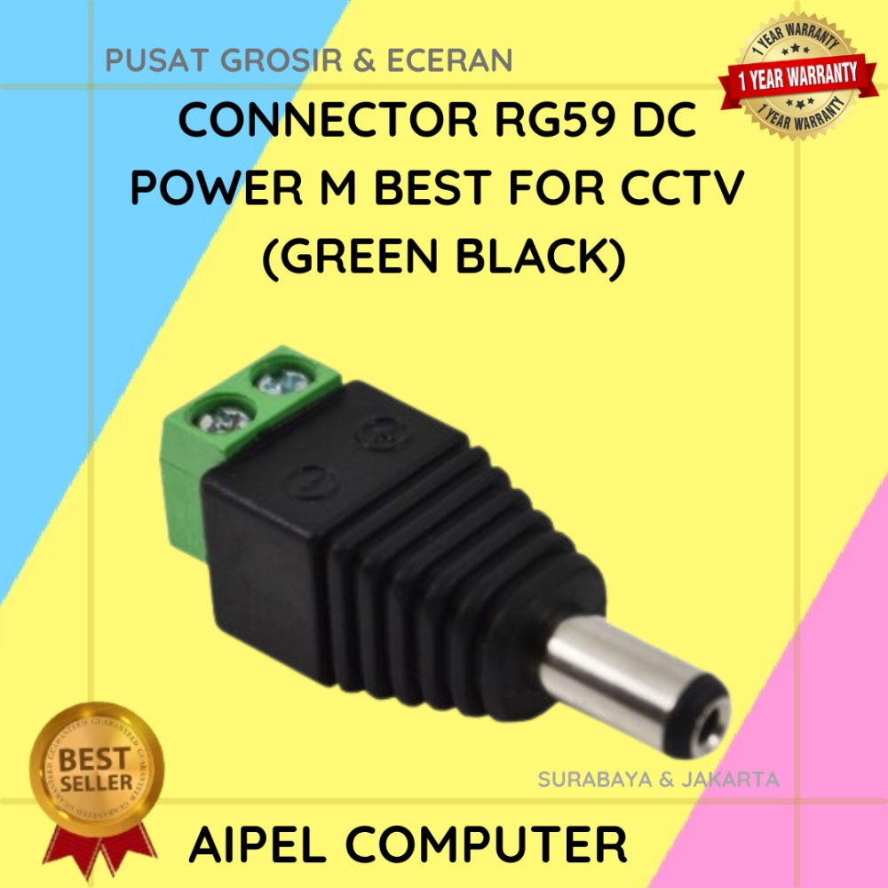 RG59M | CONNECTOR RG59 DC POWER M BEST FOR CCTV (GREEN BLACK)