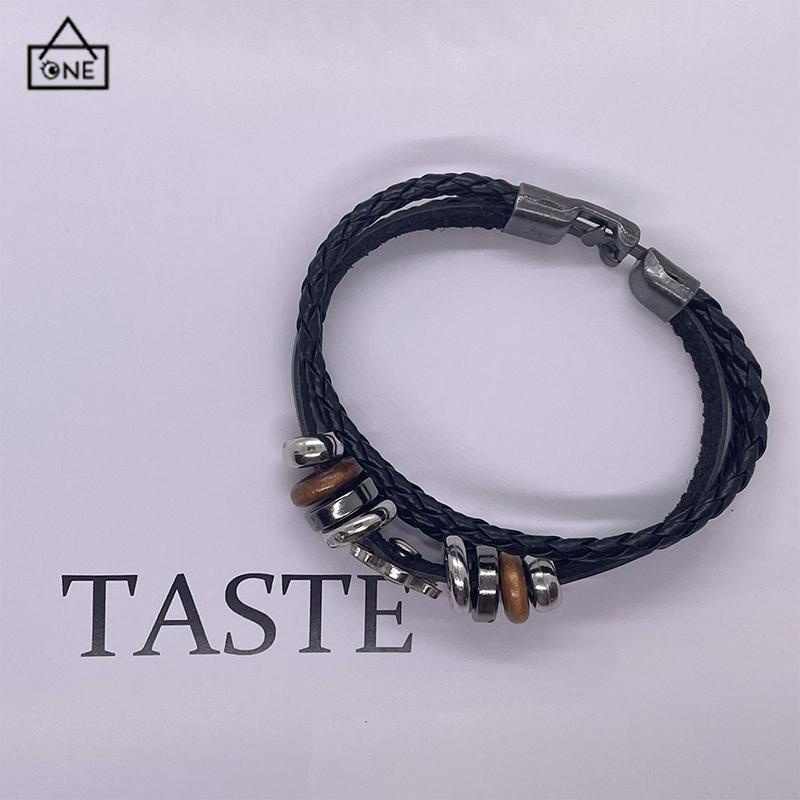 COD❤️Gelang Tangan Kulit Adjustable Motif Anime Bahan Zinc Alloy Untuk-A.one