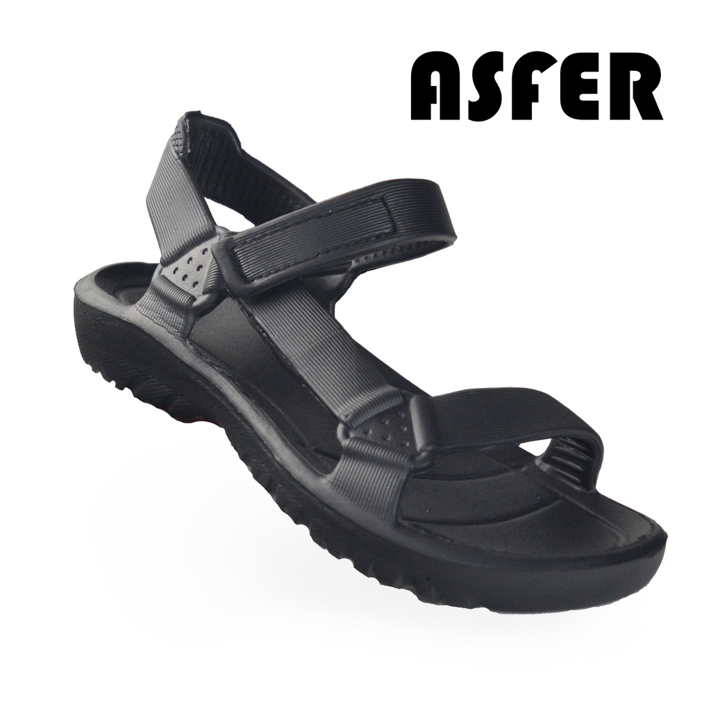 Sandal Gunung Pria Hitam Asfer EVA Spon Karet Size 38-43