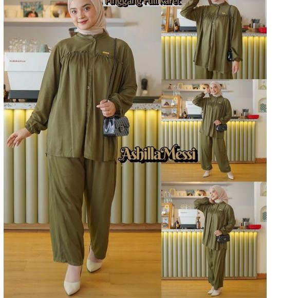 Recomended Oneset aurora rayon twill ory // setelan terbaru ashilla messi