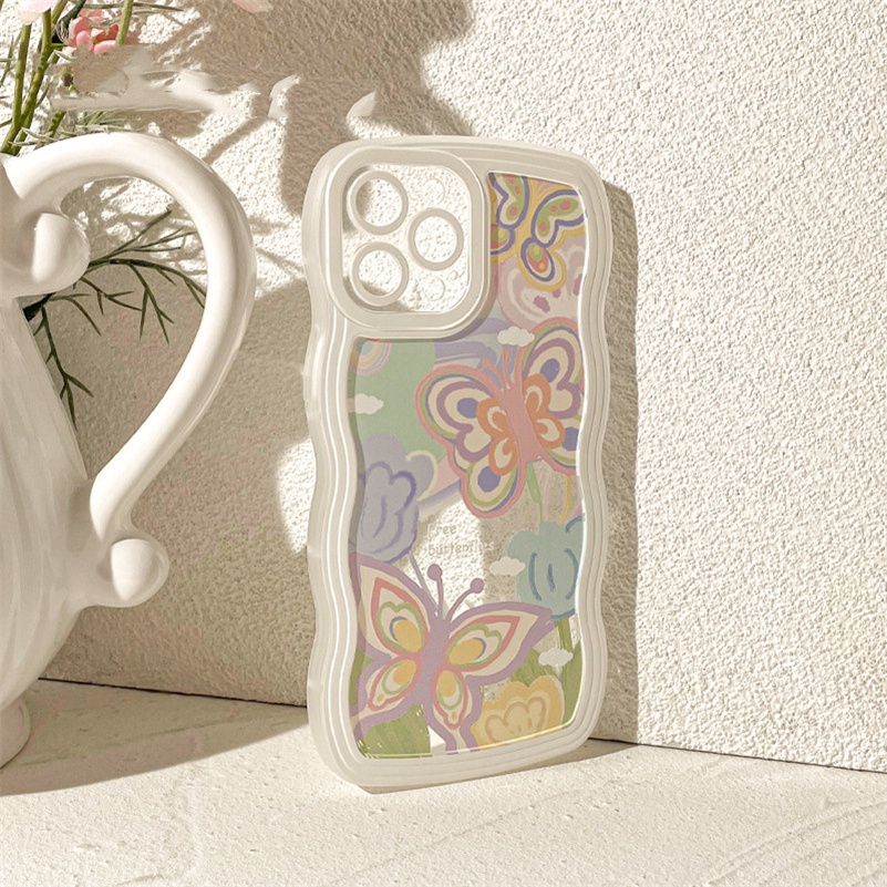 Soft Case Pelindung Lensa Kamera Tahan Banting Motif Kupu-Kupu Untuk iPhone 14 13 12 11 Pro Max X Xr Xs Max 8 7 6 6s Plus Butterfly