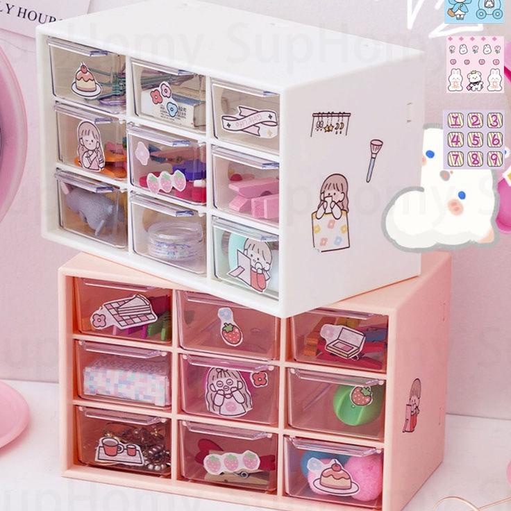 Paling Dicari 9 laci Kotak Perhiasan Kotak Penyimpanan Serbaguna Laci Mini Rak Mini Kotak Aksesoris 