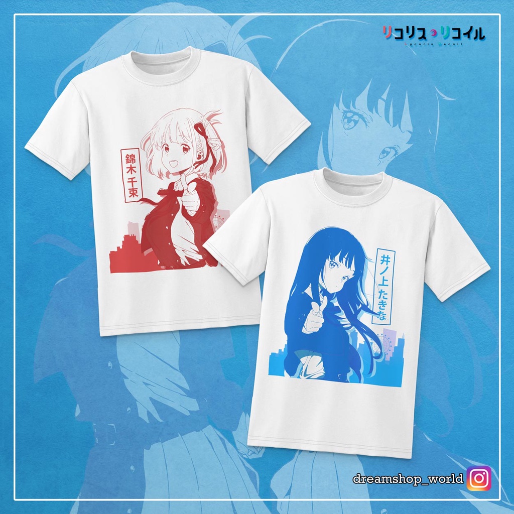 Kaos Katun Unisex T-shirt Anime Lycoris Recoil