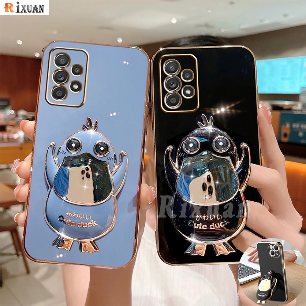 Soft Case hp Samsung A13 4G A04S A03 A03S A23 A02S A21S A12 A11 A20S A52 A52S A50 A50S A30S M11 M12 Kesing Karet Motif Bebek Dengan Stand Holder Casing Rixuan