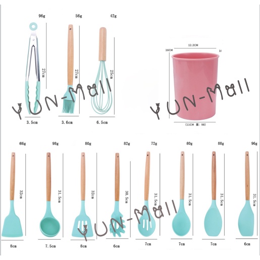 YUN Mall  Silikon Spatula Silicone Alat Masak Capitan Scraper Whisk Sendok Centong Kuas Silikon Tahan Panas Set
