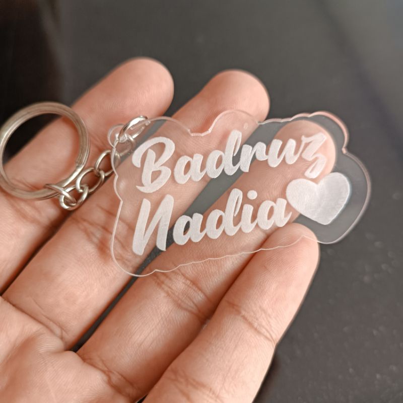 MURAH !!! GANTUNGAN KUNCI NAMA GANCI NAMA BANDUL NAMA NAMA COSTUM BEBAS SOUVENIR HADIAH ULTAH 2 BARIS MIRROR CUSTOM AKRILIK GOLD SILVER ROSE GOLD HIGH QUALITY