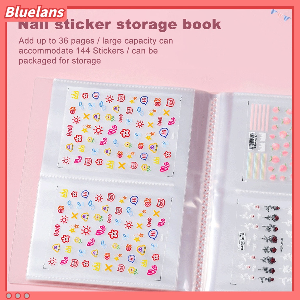 (In Stock) Kacamata Hitam Lensa Warna Warni ♡Buku Album Penyimpanan Stiker Kuku 144 Slot Transparan Untuk Salon