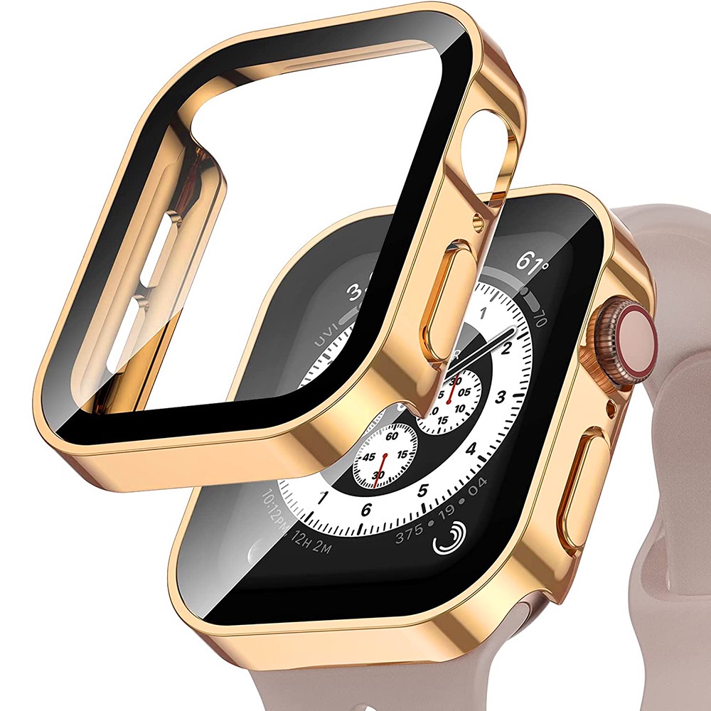 Case Anti Air Untuk Apple Watch Series8 7 6 5 4 SE Penutup Pelindung Layar Pinggiran Lurus Bumper Apple Watch Case