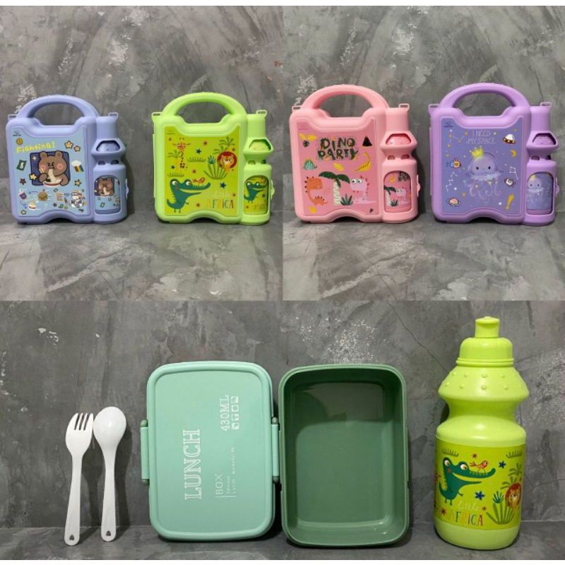 (Murah) Kotak Bekal Mixu + Botol Minum / Tepak Makan Mixu / Tempat Bekal Anak