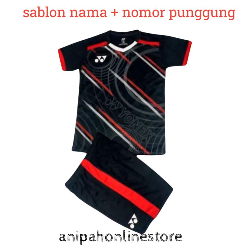 baju olahraga anak TK SD SMP Sablon nama+Nomor punggung/ Jersey badminton anak custom nama dan nomor