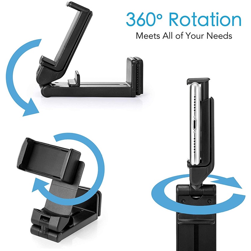 Stand Holder Hp Universal Portable Bisa Dilipat / Diputar Untuk Meja / Kereta / Pesawat