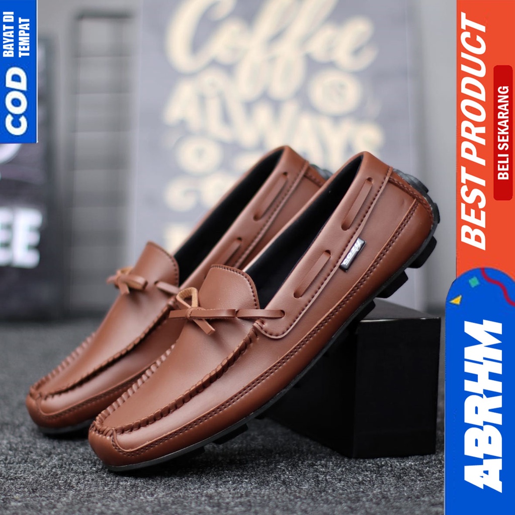 Sepatu Formal Pantofel Kerja Kantor Hitam Pria Original Abrhm Houston