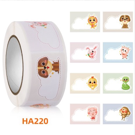 

(350 pcs) Sticker Stiker Setiker Roll Hewan Dengan Note Untuk Ditulis