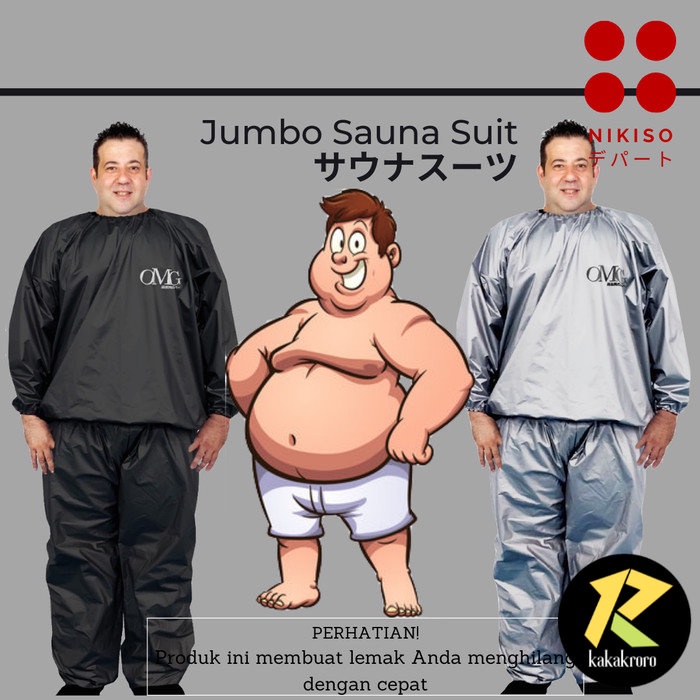 Sauna Suit Jumbo / Baju Olahraga Pria / Baju Pembakar Lemak - L-XL Hitam
