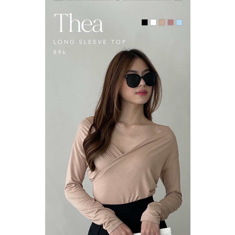 Thea Long Sleeve Top —— Ocha Wear | Atasan Off Shoulder Sabrina Wanita | Blouse Stylish Murah Berkualitas