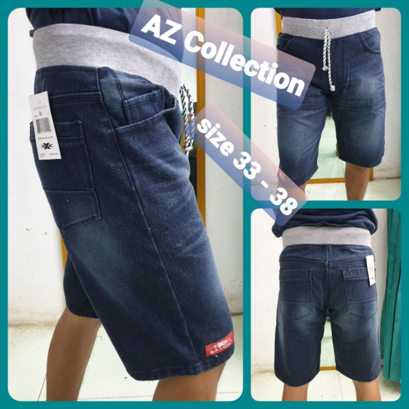 COD CELANA PENDEK PRIA JEANS 33-38 RIP PINGGANG KARET WISKER NON STREACH