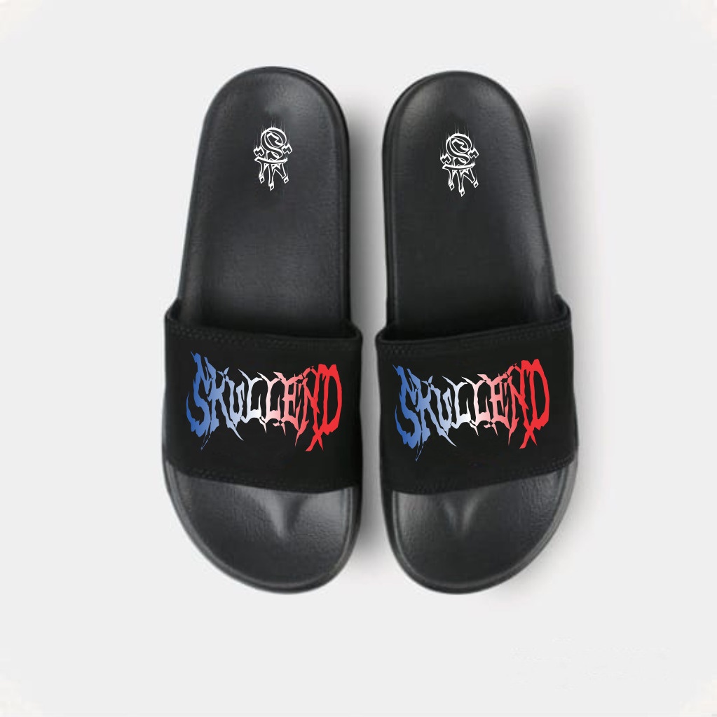 SKULLEND Black Sandal Slop Slip Slide On Karet Pria Wanita Eva Phylon