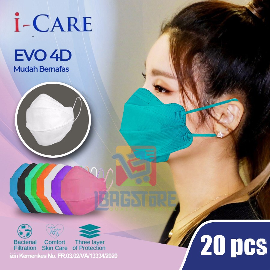 Masker 4D Kf94 EVO 3PLY KF 94 EVO PLUSmed  convex Warna cerah isi 20