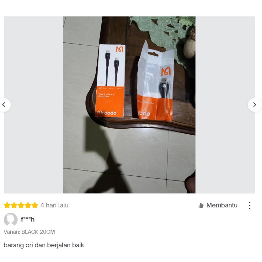 MCDODO CA-7460 Cable Power Bank Type C Quick Charge 4.0 3A Kabel 20cm