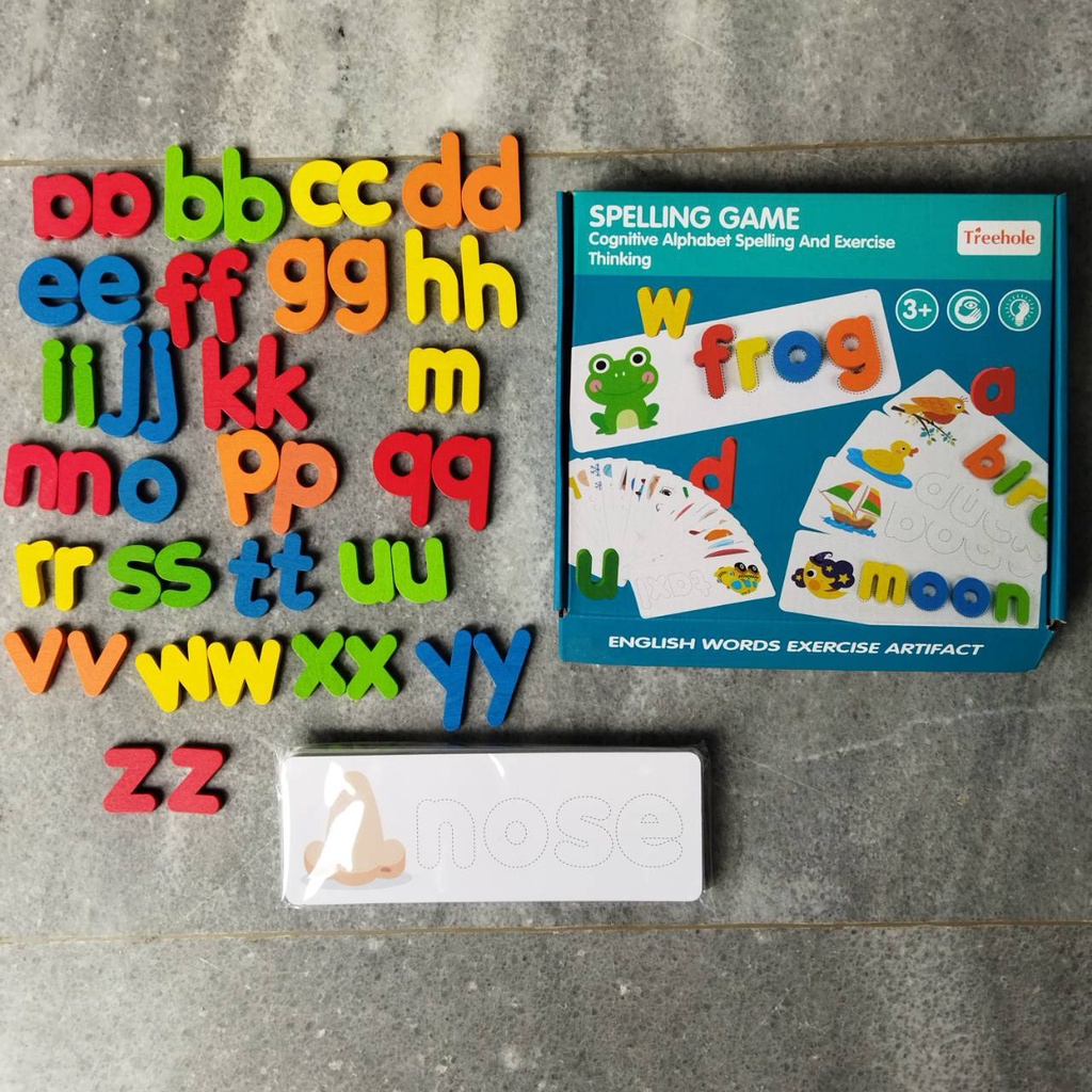 Zoetoys Spelling Game | Treehole Moveable Wooden Word Jumble Letter | Words Learning Game Kids Matching Card Puzzle Montessori | Belajar Mengeja Kata Mengenal Huruf Alphabet | Mainan Anak Edukasi