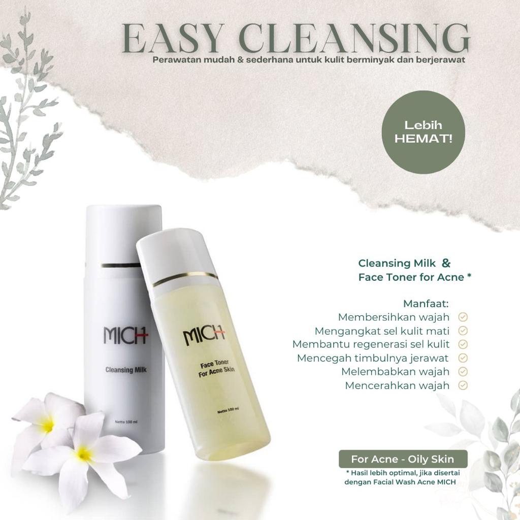 Jual Set Pembersih Wajah Cleansing Mich Cleansing Milk Face Toner