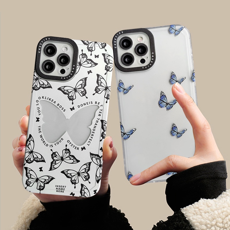 Butterfly Soft Case Tpu Transparan Motif Kupu-Kupu Untuk iPhone 7 8 6 6s plus X XR XS max 11 12 13 pro max SE 2020