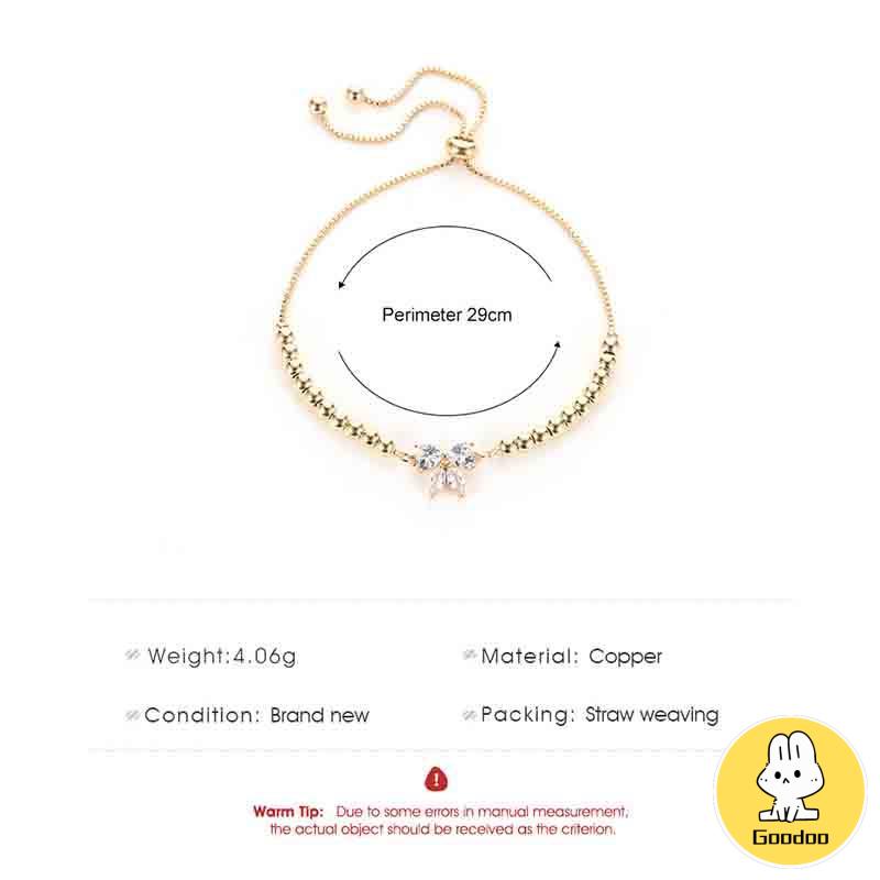 Gelang Busur Zirkon Bertatahkan Mikro Kecil Sastra Manik-manik Manis Perhiasan yang Dapat Disesuaikan -Doo