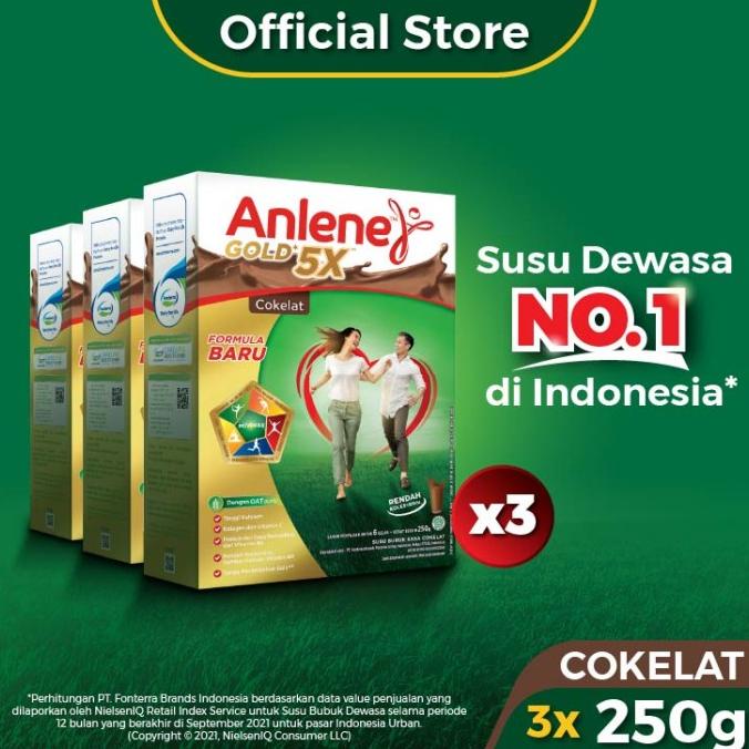 

[ COD ] Anlene Gold 5X Susu Bubuk Cokelat 3 x 240g-Tulang, Sendi & Otot