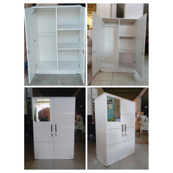 Lemari kayu 2 pintu gantungan full kunci lemari kaca lemari pakaian termurah - Via Instant