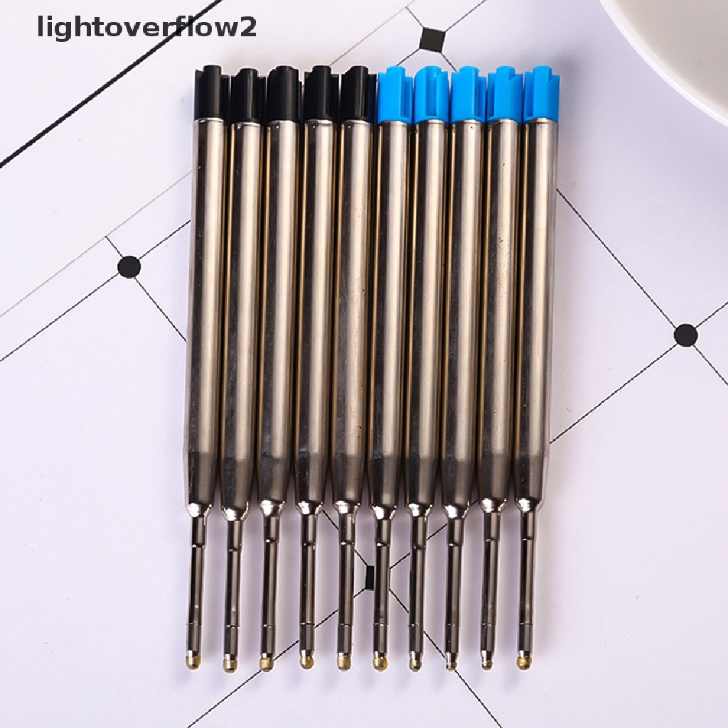(lightoverflow2) 10pcs / Set Bolpoin 0.5mm G2 Bahan Metal Warna Biru / Hitam Untuk Stationery Sekolah / Kantor