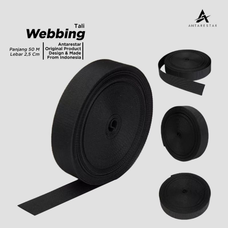 Tali Webbing Tubular Tali Hammock Permeter Meteran Tali webbing Nylon 2,5 cm