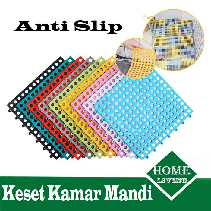 COD - SM88 - Karpet Kamar Mandi Anti Licin 30x30CM Keset Lantai Anti Slip Polkadot Dapur Mat Non-Slip