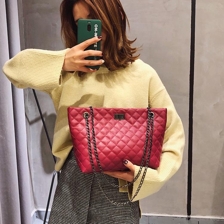 {MRS.18Oc22ᵞ} NAEOUTLET SBT143 TOTE BAG BESAR WANITA MOTIF GARIS GARIS TALI RANTAI HITAM TAS FASHION