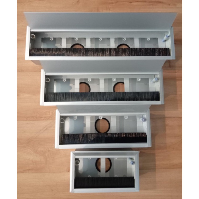 Tutup Lubang Kabel Meja Dudukan Stop Kontak Silver Custom