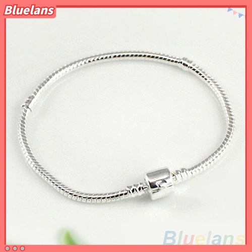 Gelang Rantai Ular Lapis Silver Dengan Gesper Barrel Untuk Wanita Charms