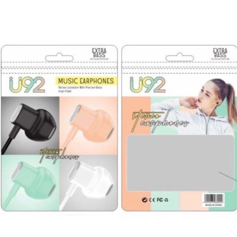 Handsfree Macaron Universal + Mic U92  EARPHONE U-92 MUSIC HANDSFREE